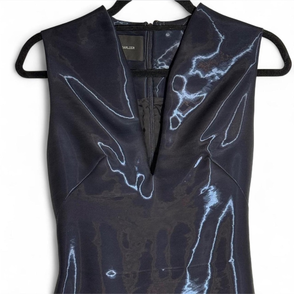 Cedric Charlier navy iridescent liquid fabric sleeveless dress - Picture 4 of 10